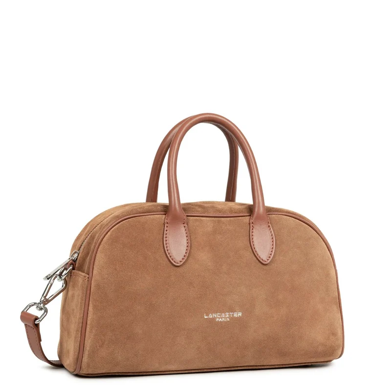 Lancaster Sac à main bowling Zippé M Suède Camel