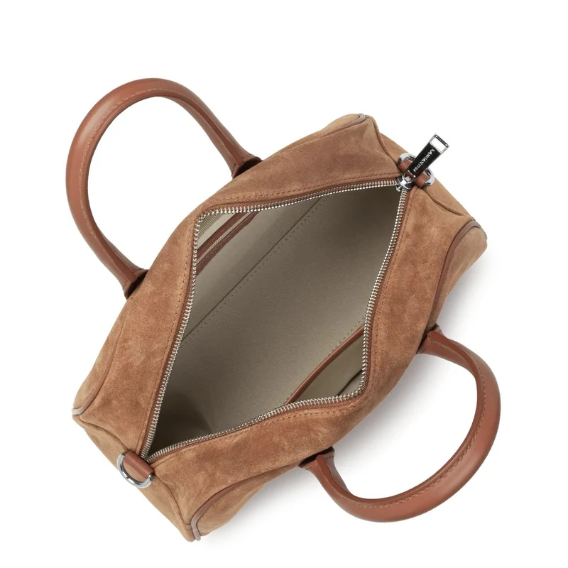 Lancaster Sac à main bowling Zippé M Suède Camel
