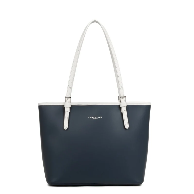 Lancaster Sac cabas épaule Zippée M Smooth Bleu Foncé - Ecru
