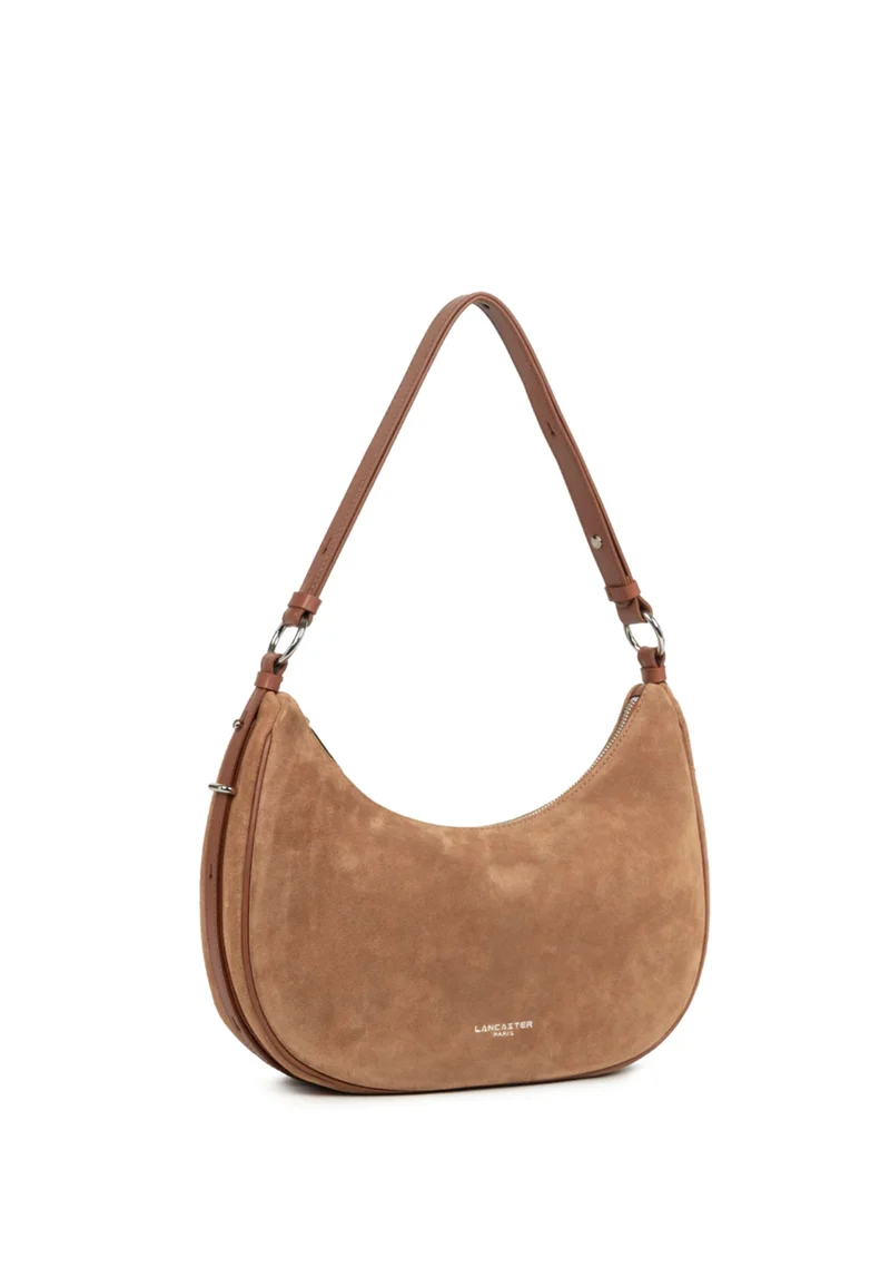 Lancaster Sac besace Zippé L Suède Camel