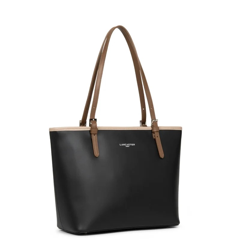 Lancaster Cabas Smooth Épaule M Noir/Nude/Vison
