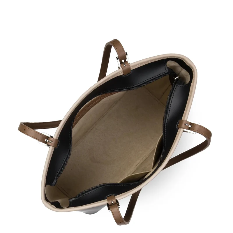 Lancaster Cabas Smooth Épaule M Noir/Nude/Vison