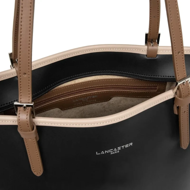 Lancaster Cabas Smooth Épaule M Noir/Nude/Vison