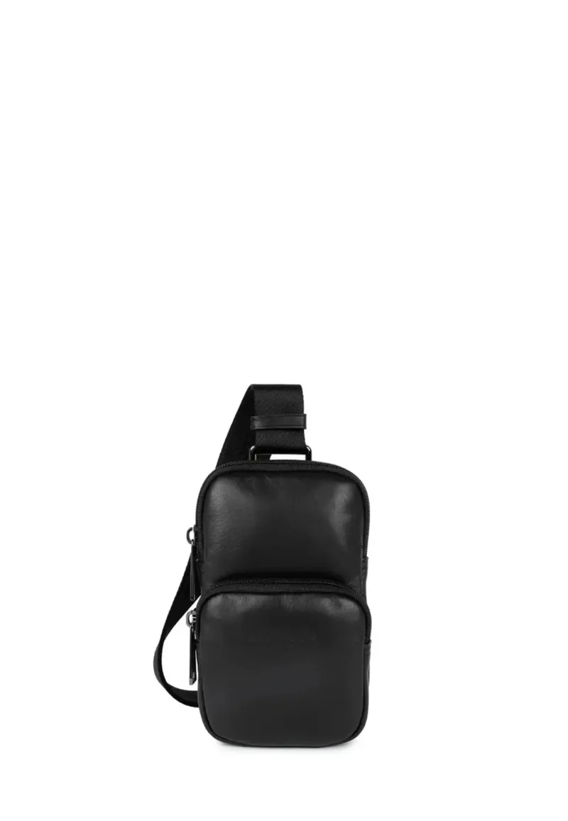 Lancaster Sacoche Zippé Soft Vintage Homme Noir