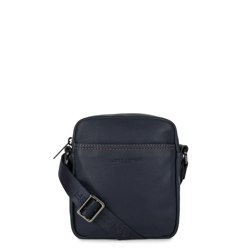Lancaster Sacoche cuir Homme SOFT VINTAGE Bleu/Camel