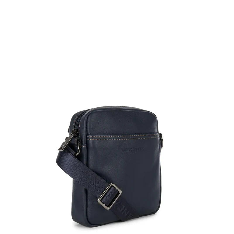 Lancaster Sacoche cuir Homme SOFT VINTAGE Bleu/Camel