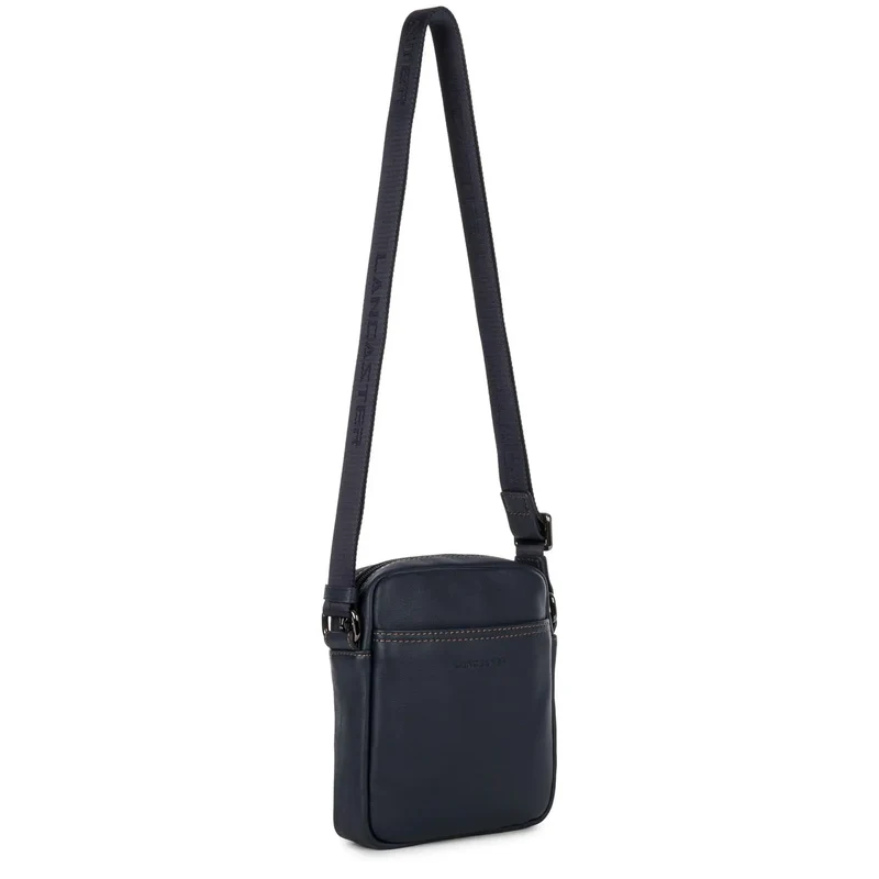 Lancaster Sacoche cuir Homme SOFT VINTAGE Bleu/Camel