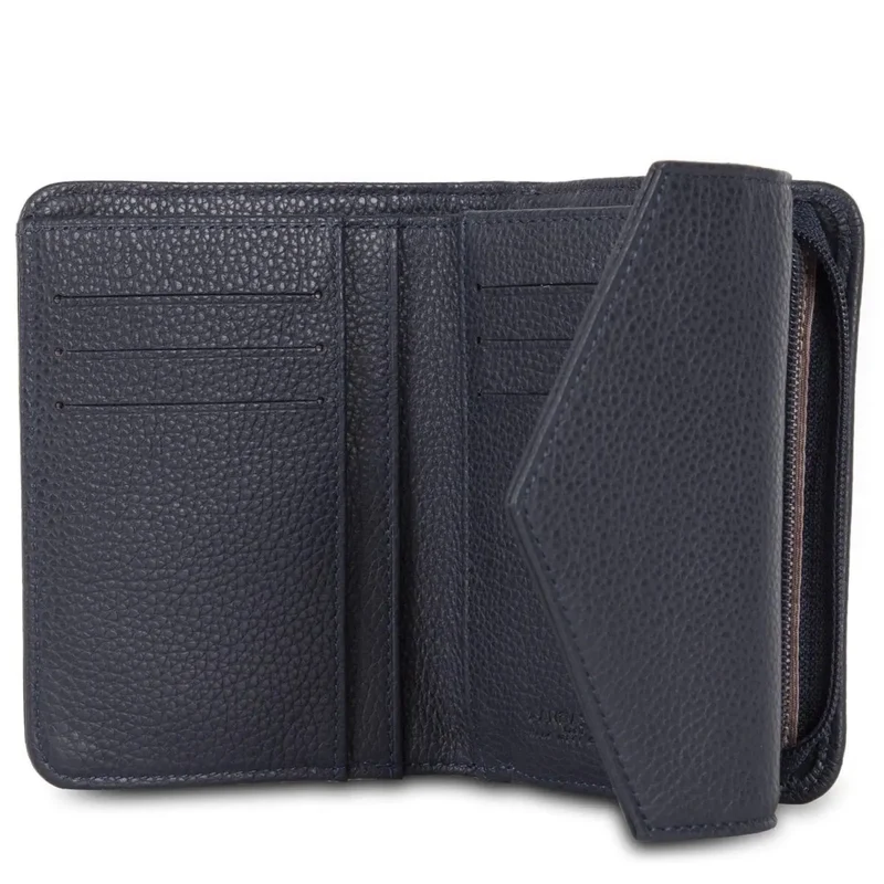 Lancaster Portefeuille Foulonné PM Bleu Foncé