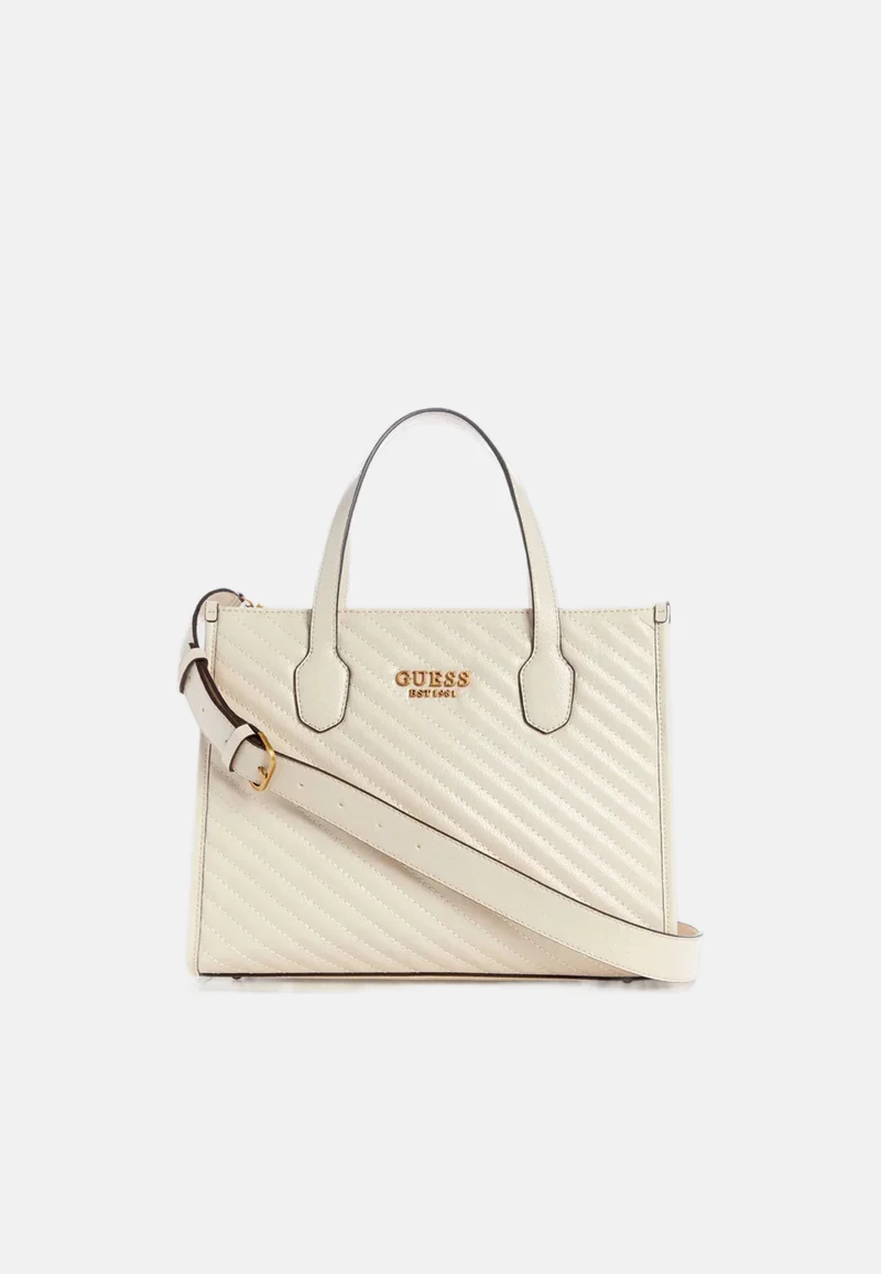 Guess Cabas Silvana 2 Comp Tote Bone