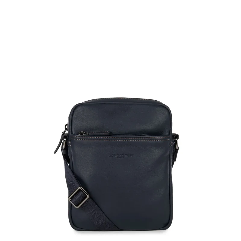 Lancaster Sacoche cuir de vachette SOFT VINTAGE Bleu/Camel