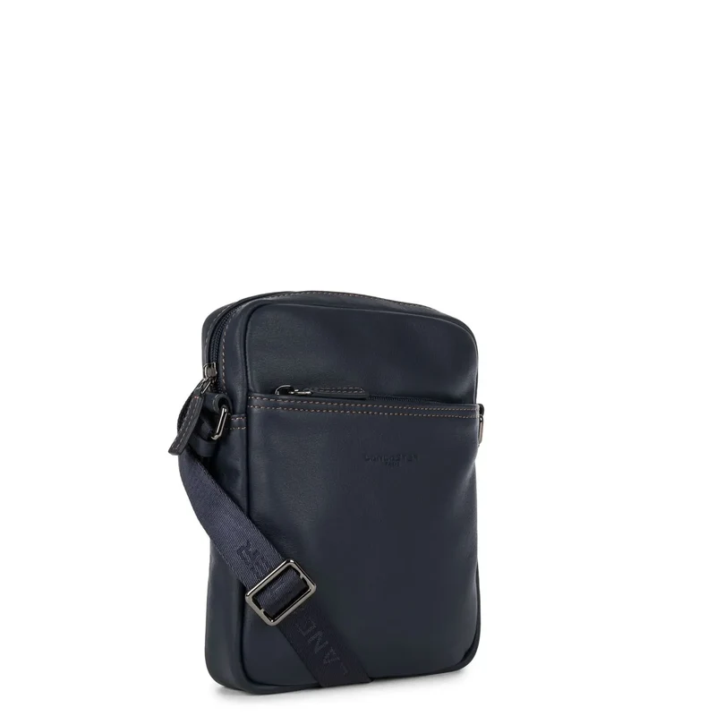 Lancaster Sacoche cuir de vachette SOFT VINTAGE Bleu/Camel