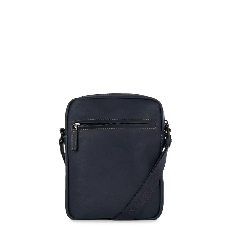 Lancaster Sacoche cuir de vachette SOFT VINTAGE Bleu/Camel