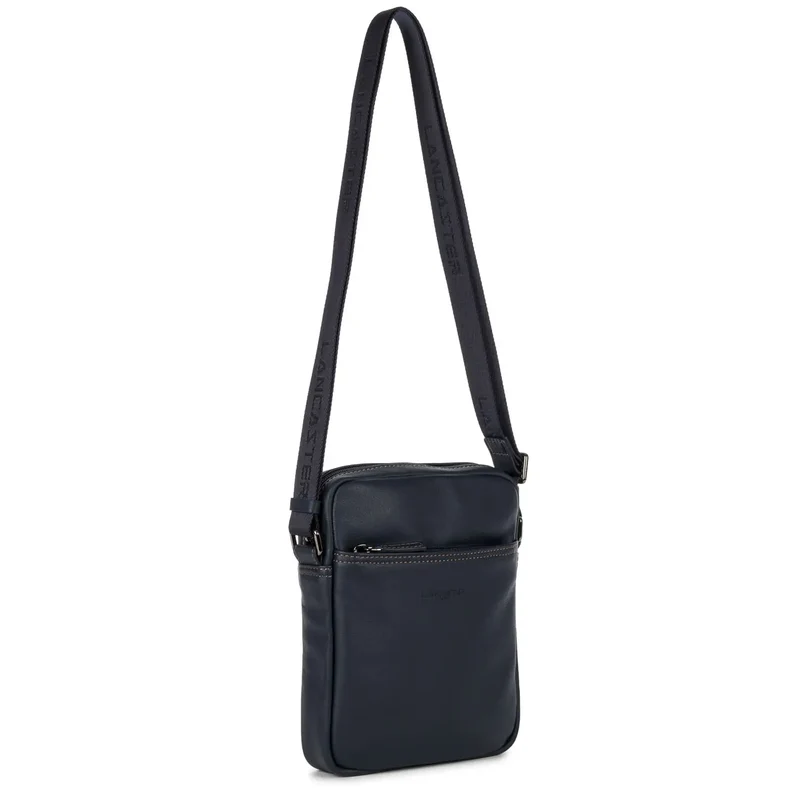 Lancaster Sacoche cuir de vachette SOFT VINTAGE Bleu/Camel