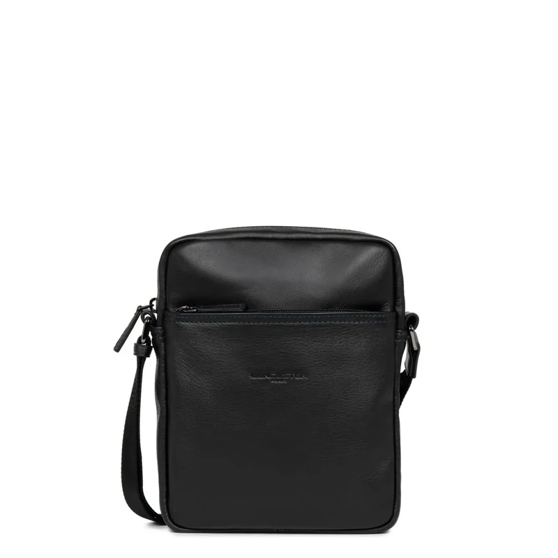 Lancaster Sacoche cuir Homme SOFT VINTAGE Noir/Bleu