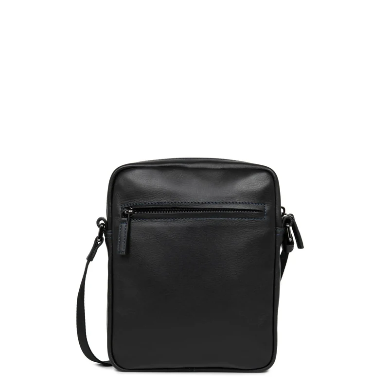 Lancaster Sacoche cuir Homme SOFT VINTAGE Noir/Bleu