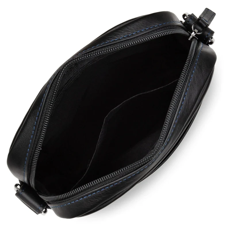 Lancaster Sacoche cuir Homme SOFT VINTAGE Noir/Bleu