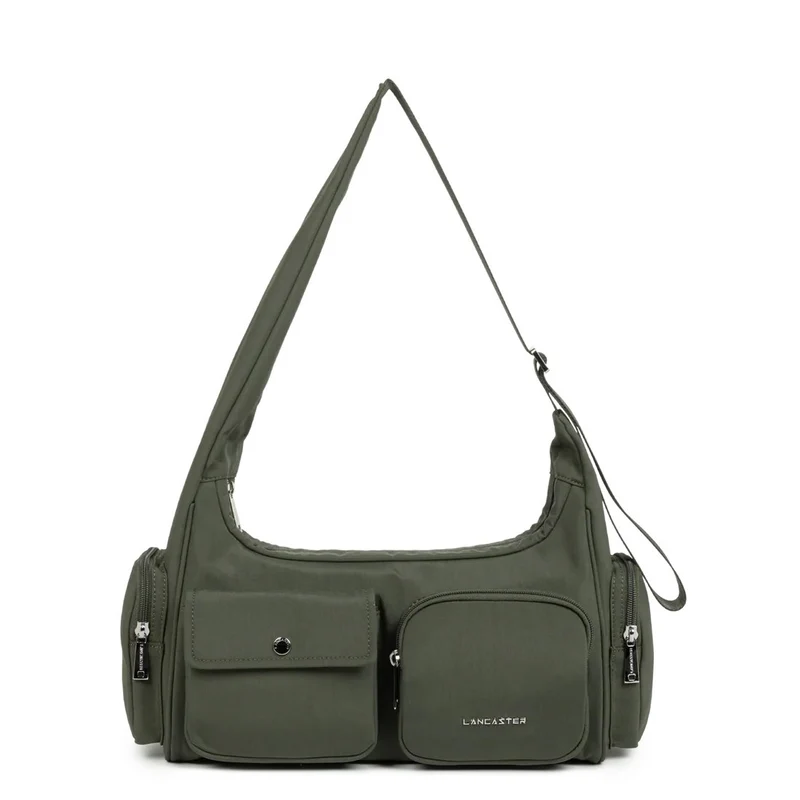 Lancaster Sac besace Zippé Basic Pocket Kaki Foncé