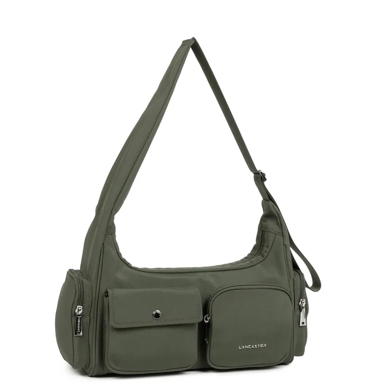 Lancaster Sac besace Zippé Basic Pocket Kaki Foncé