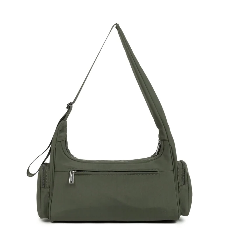 Lancaster Sac besace Zippé Basic Pocket Kaki Foncé