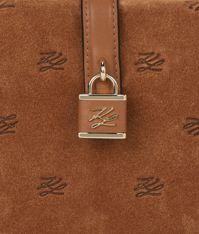 Karl Lagerfeld Sac à main avec cadenas Daim K/Autograph Tan