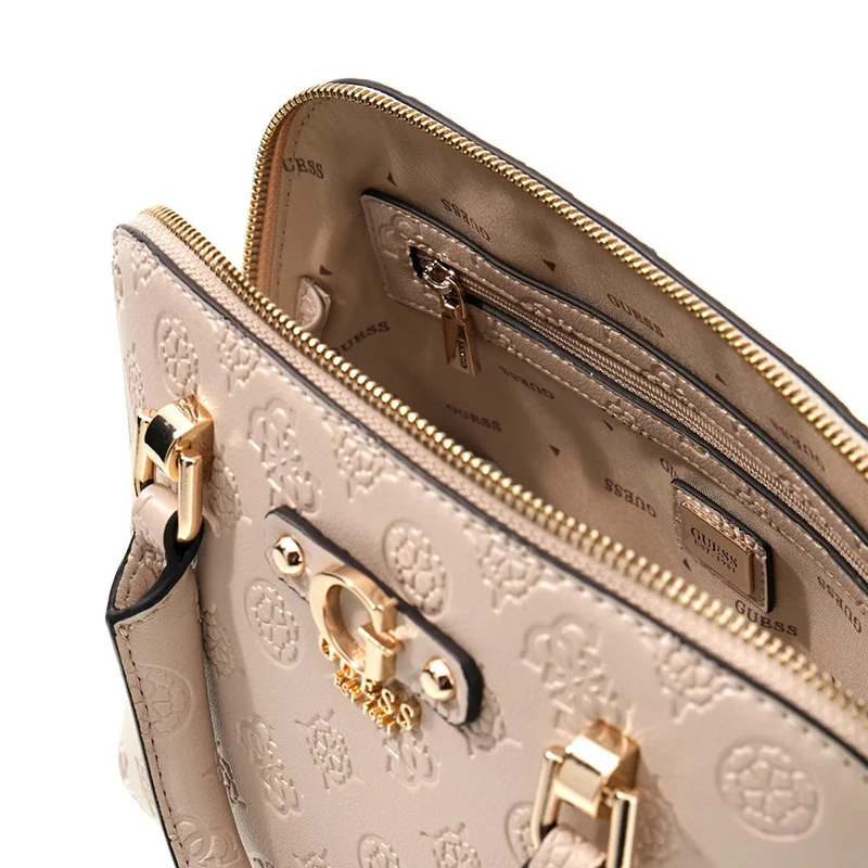 Guess Sac Bandoulière Dita Dome Satchel Light Taupe Logo