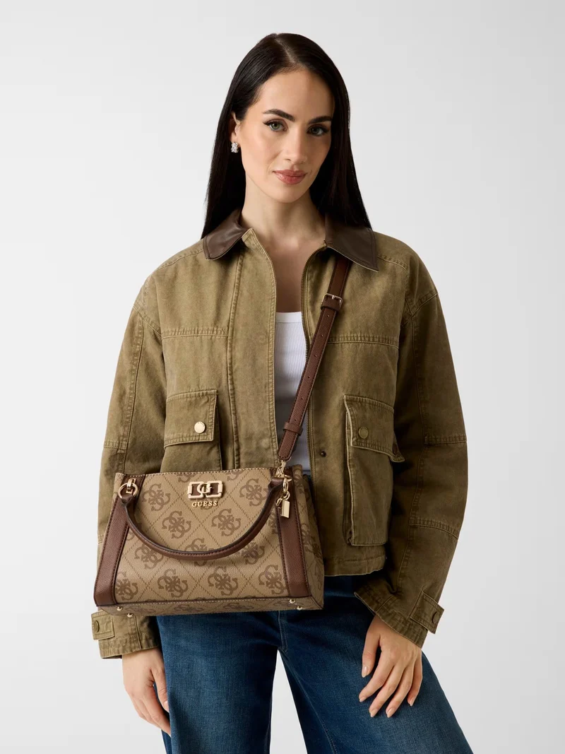 Guess Sacs à main Karnilla Logo Bucket Latte Logo/Brown