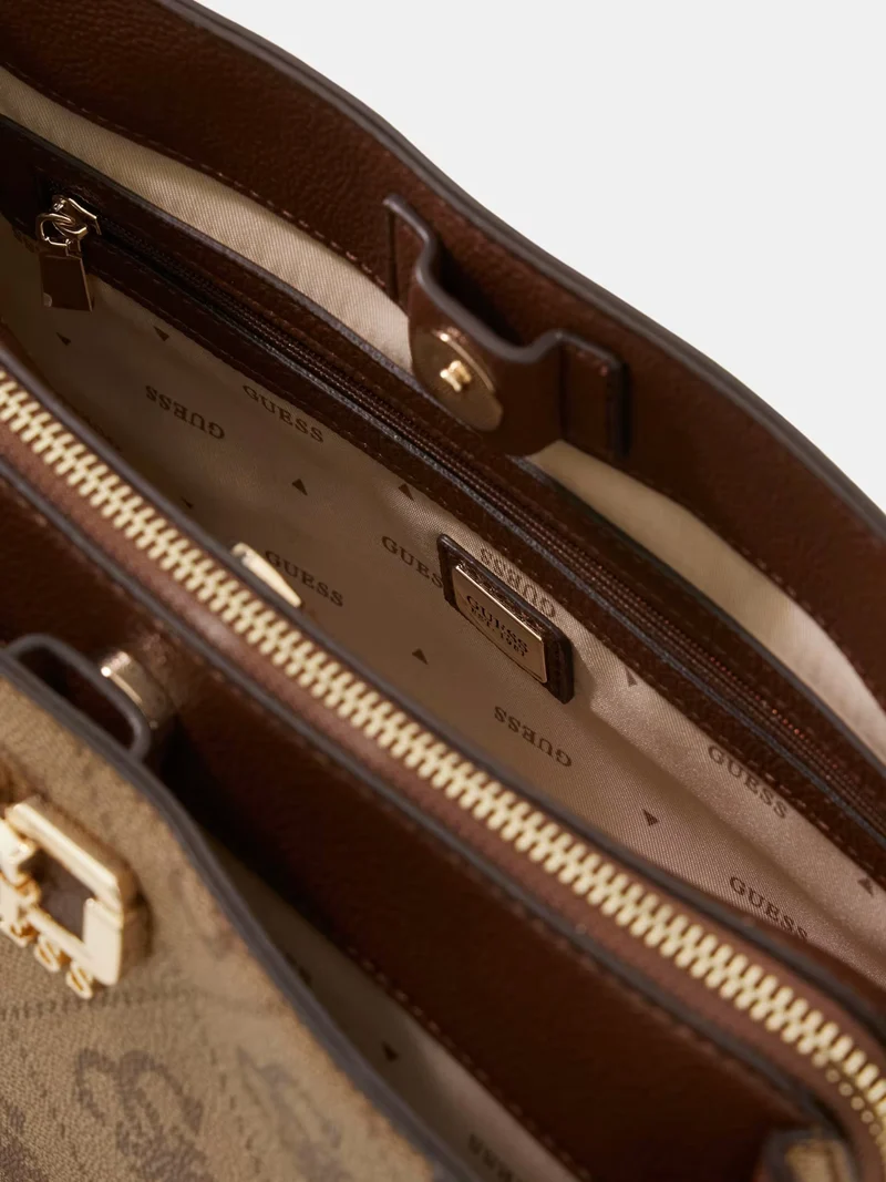 Guess Sacs à main Karnilla Logo Bucket Latte Logo/Brown