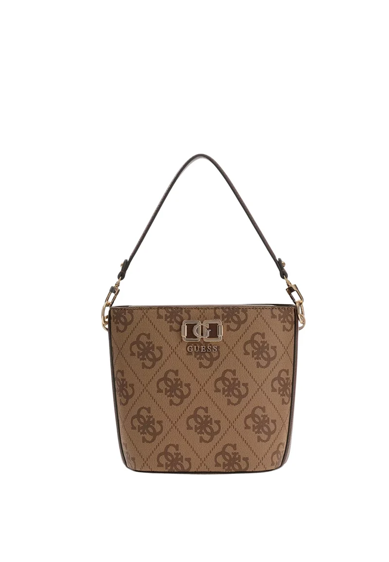 Guess Sacs à main Karnilla Logo Bucket Latte Logo/Brown
