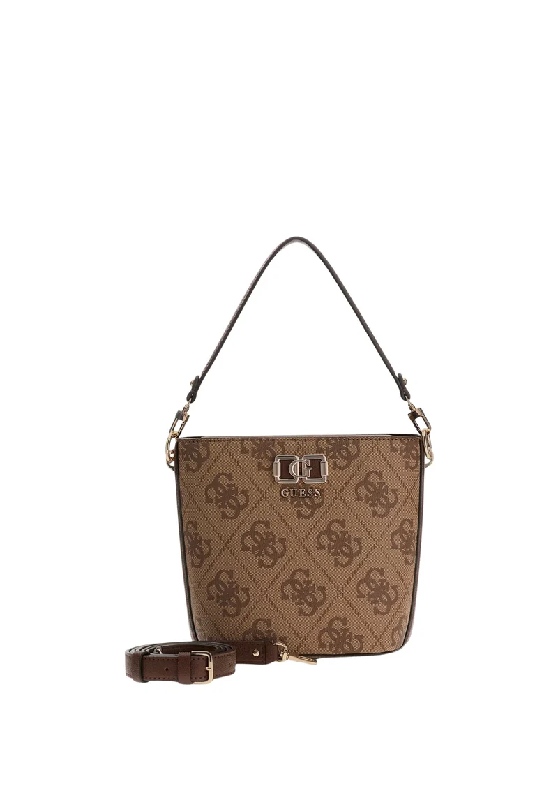 Guess Sacs à main Karnilla Logo Bucket Latte Logo/Brown