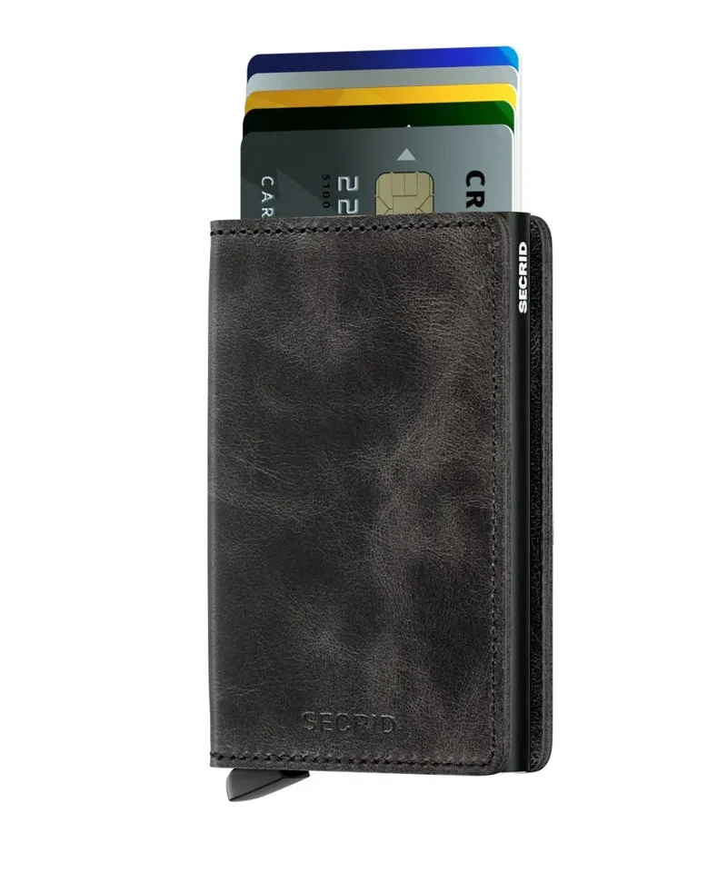 Secrid Porte cartes Anti-Piratage Slimwallet Vintage SV Gris/Black