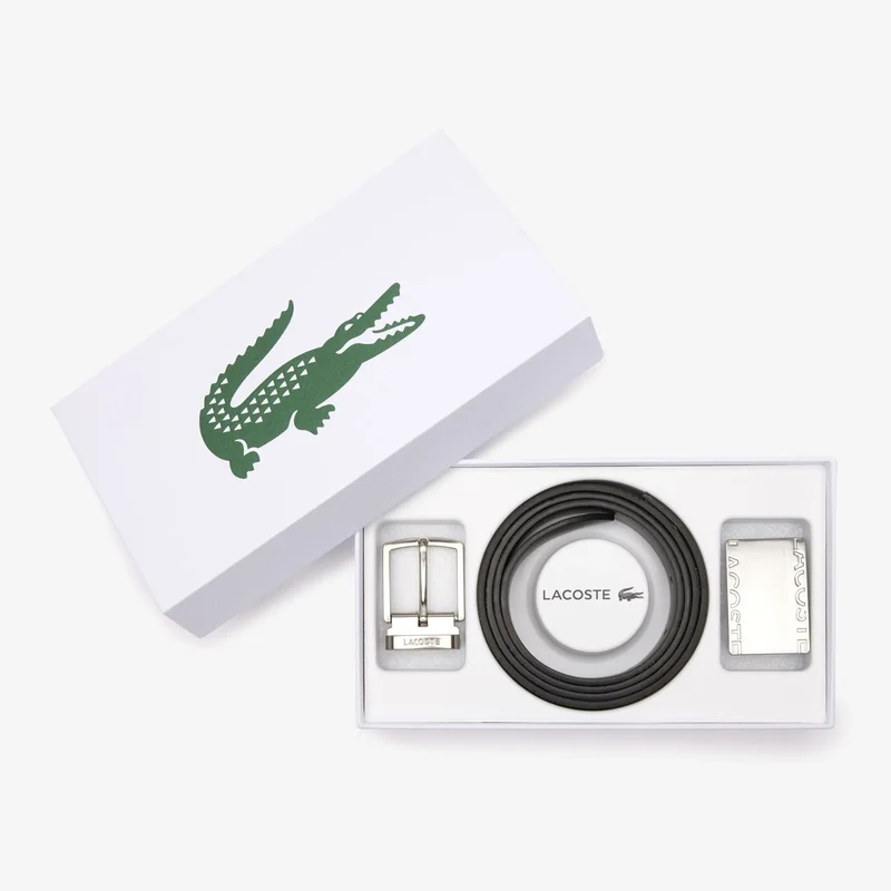Lacoste Coffret Ceinture+2 Boucles 110 cm Noir