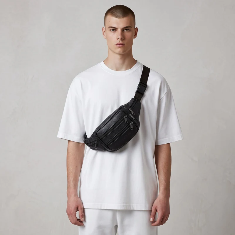 Sacoche Sac Banane Cuir Homme