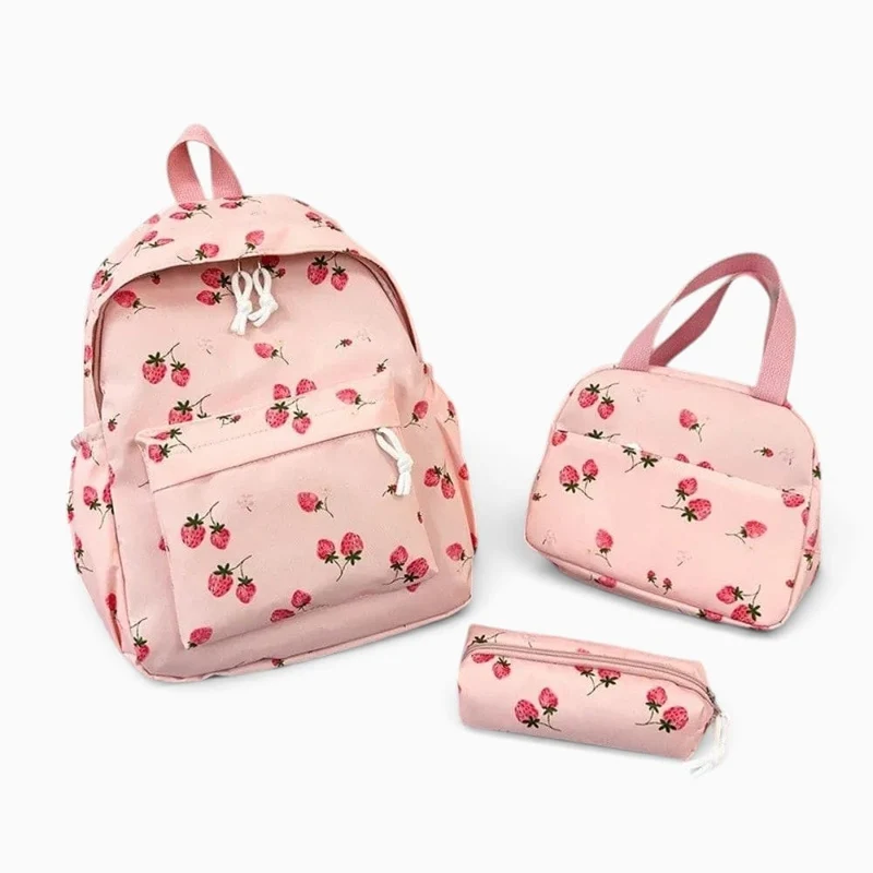 Cartable École Fille avec Trousse et Sac à Déjeuner Assorti