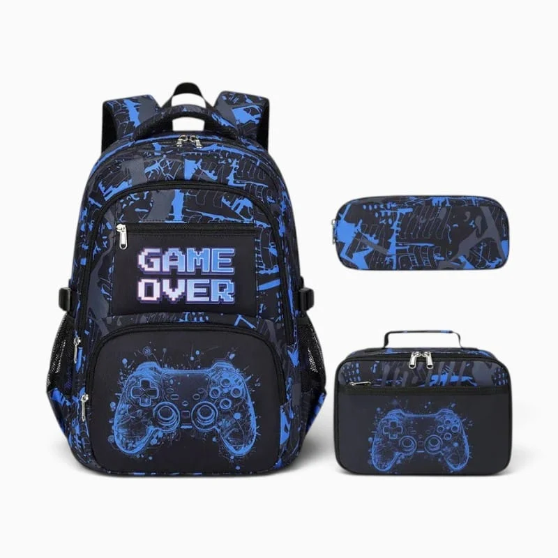 Cartable École avec Trousse et Sac à Déjeuner Assorti