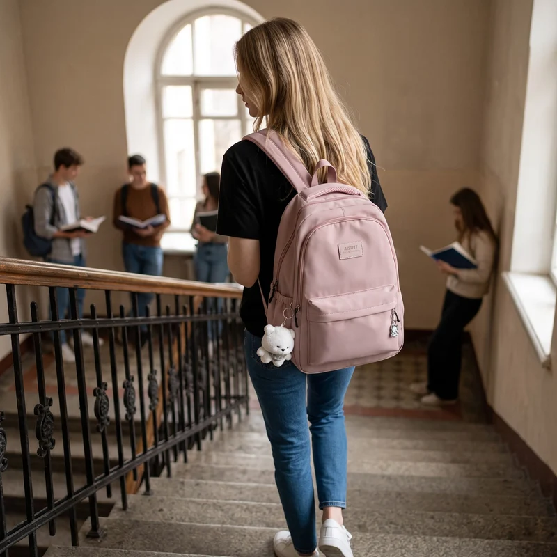Sac à Dos École Fille avec Peluche