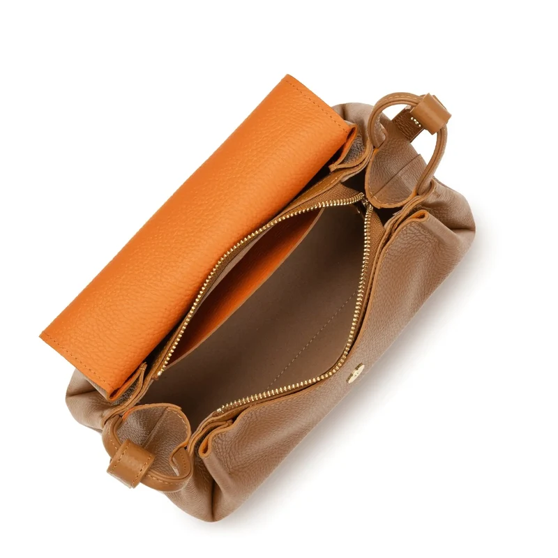 Lancaster Sac trotteur A rabat aimanté M Accordéon Double Camel - In - Orange