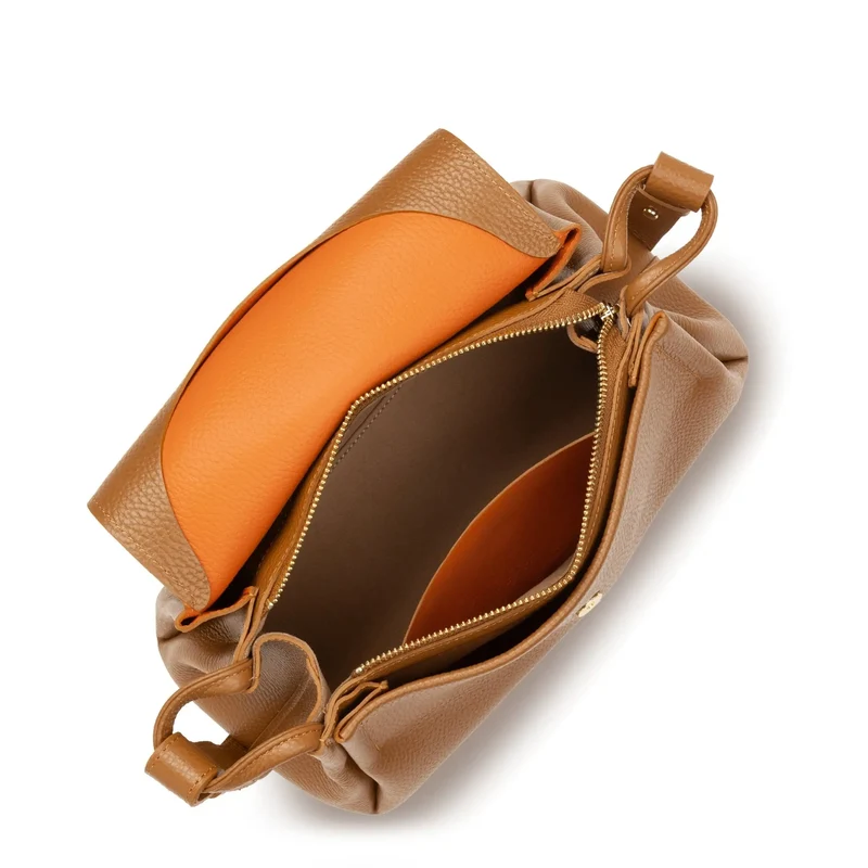 Lancaster Sac trotteur A rabat aimanté L Accordéon Double Camel - In - Orange