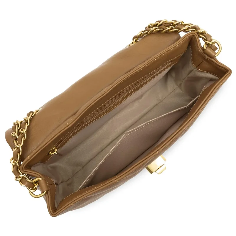 Lancaster Sac rabat cuir Soft Matelassé Camel