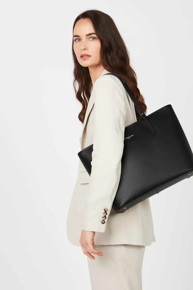 Lancaster Sac cabas épaule Zippée L Smooth Noir