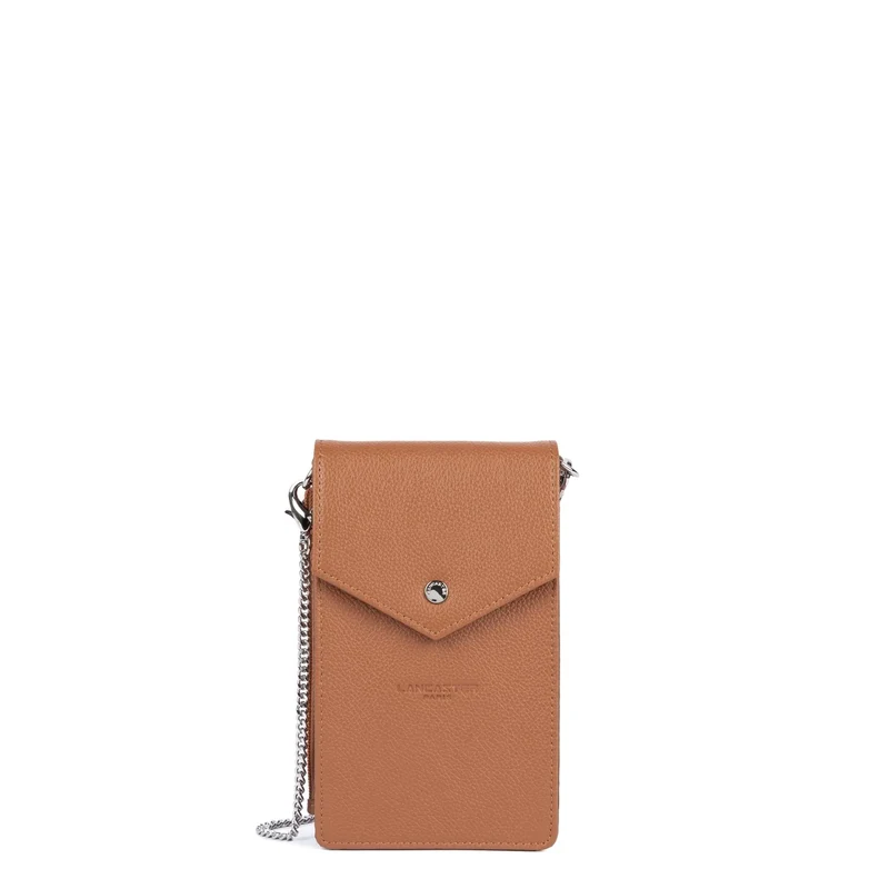 Lancaster Pochette smartphone A rabat avec pression Foulonné PM Camel