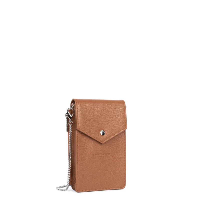 Lancaster Pochette smartphone A rabat avec pression Foulonné PM Camel