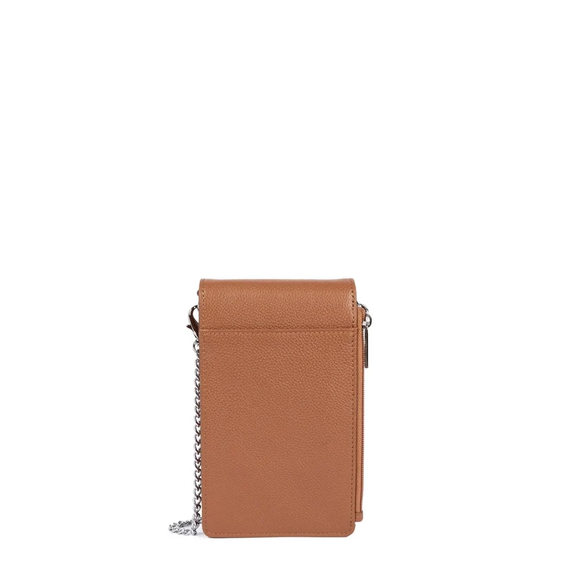 Lancaster Pochette smartphone A rabat avec pression Foulonné PM Camel