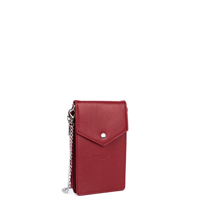 Lancaster Pochette smartphone A rabat avec pression Foulonné PM Carmin