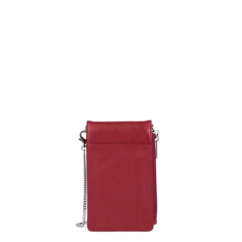 Lancaster Pochette smartphone A rabat avec pression Foulonné PM Carmin
