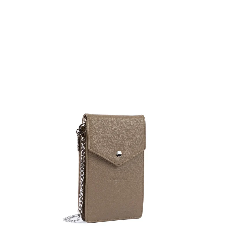 Lancaster Pochette smartphone A rabat avec pression Foulonné PM Sable Foncé