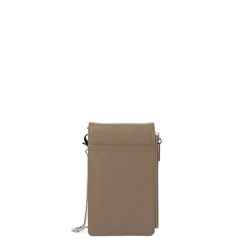 Lancaster Pochette smartphone A rabat avec pression Foulonné PM Sable Foncé