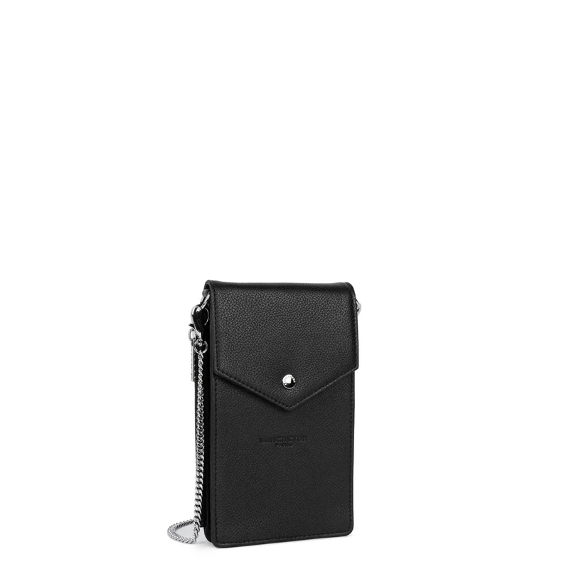 Lancaster Pochette smartphone A rabat avec pression Foulonné PM Noir
