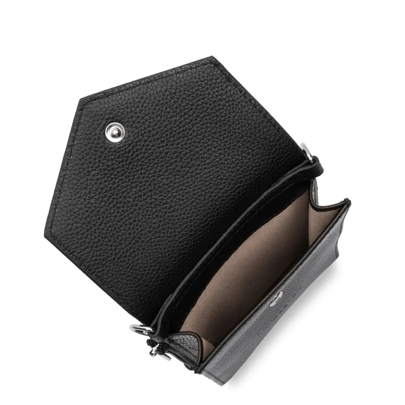Lancaster Pochette smartphone A rabat avec pression Foulonné PM Noir