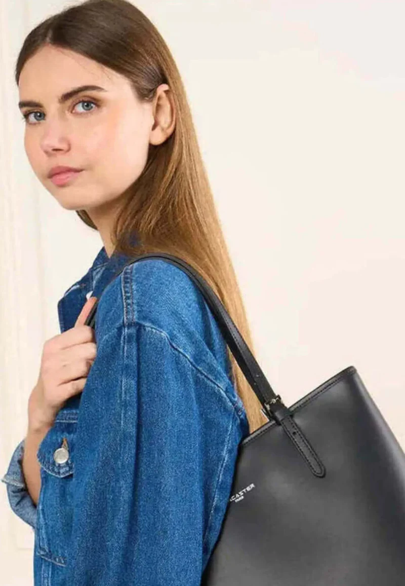 Lancaster Sac cabas épaule Zippée M Smooth Noir