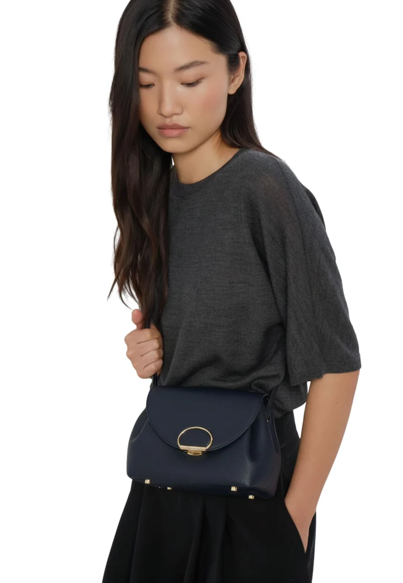 Lancaster Sac trotteur A rabat avec fermoir S Milano Pia Bleu Foncé